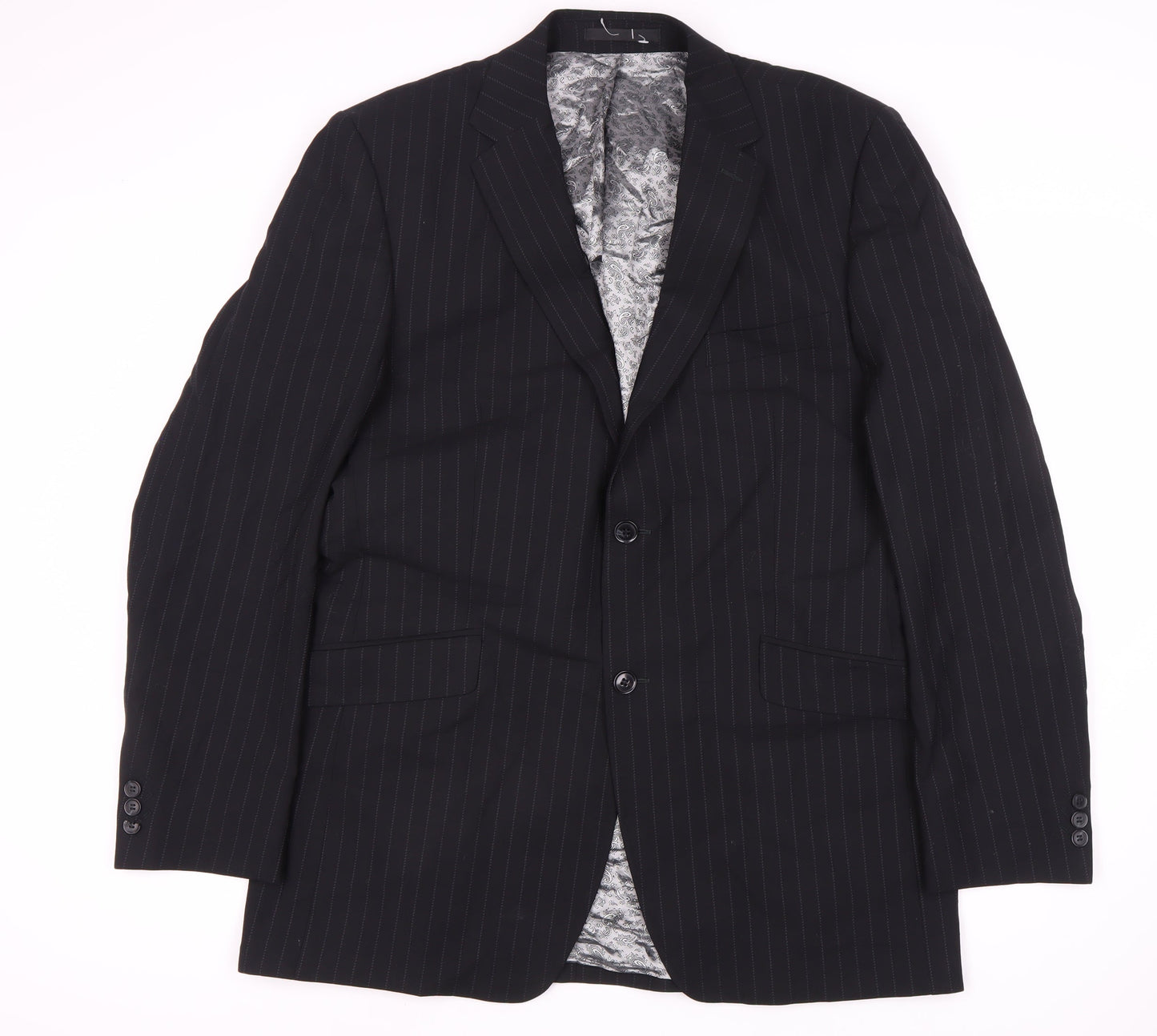 Jeff Banks Men's Black Pinstripe Blazer 42 Long