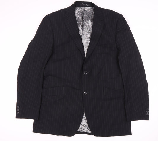 Jeff Banks Men's Black Pinstripe Blazer 42 Long