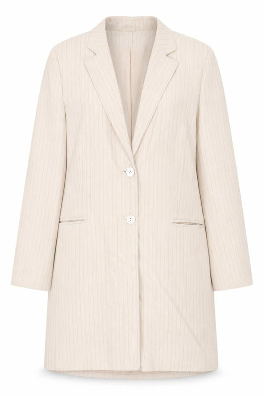 Klass Women Beige Pinstripe Suit Jacket, Size 14, Regular Fit