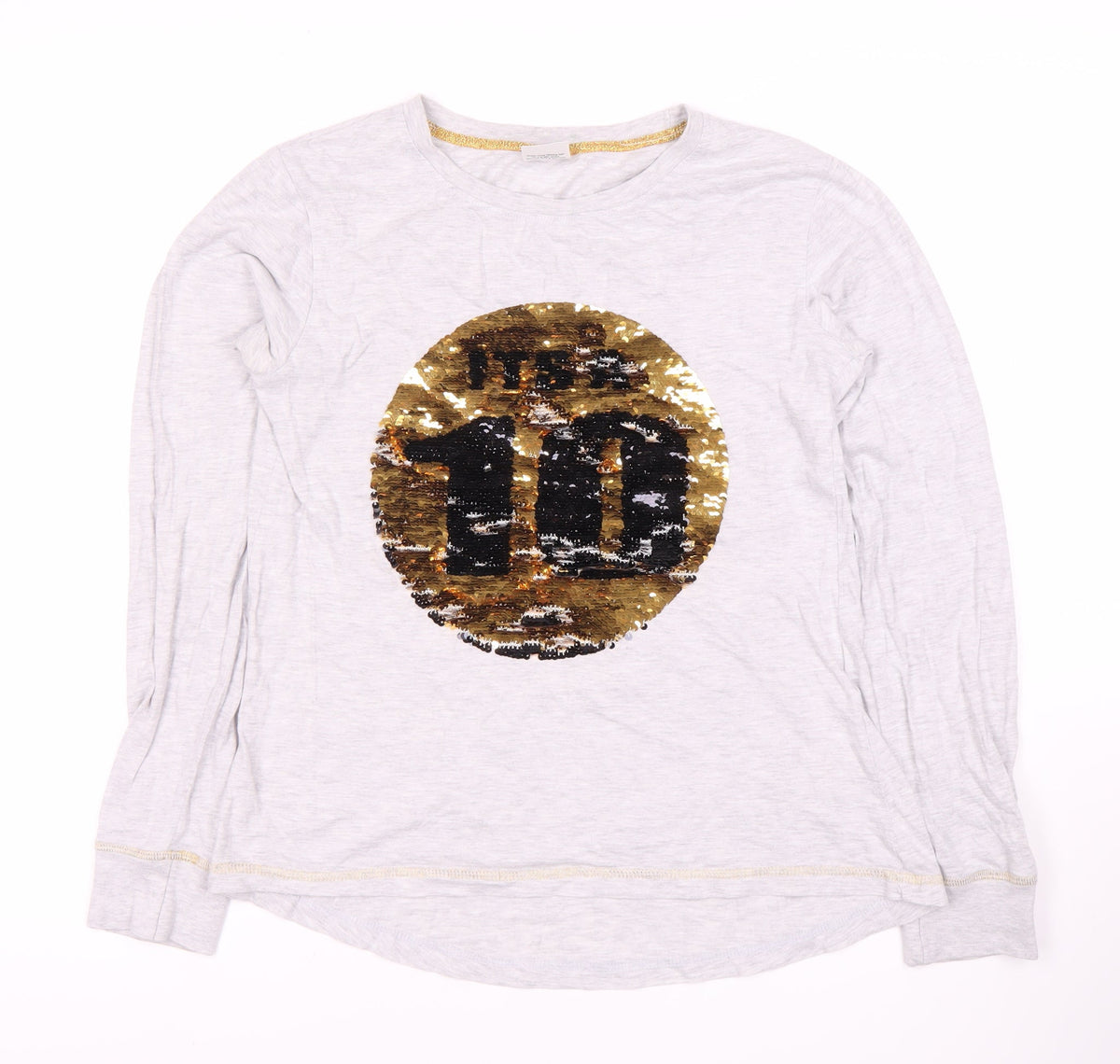 Strictly Come Dancing Girls Long Sleeve Grey Sequin Top 8-10