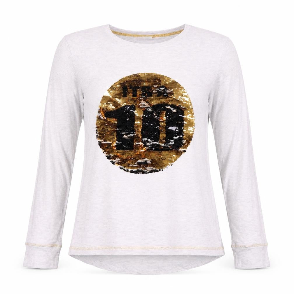 Strictly Come Dancing Girls Long Sleeve Grey Sequin Top 8-10