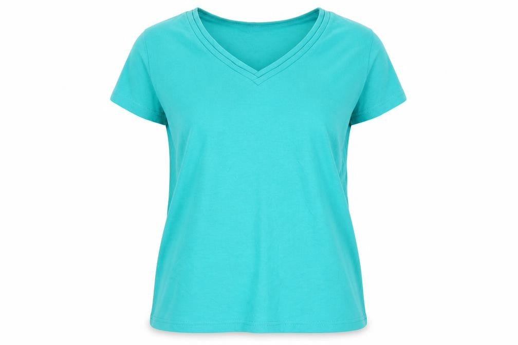 Isle Essentials Women's Blue V-Neck T-Shirt Size 10-12