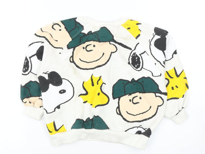 Back view of Zara boys’ multicoloured cartoon sweatshirt 4-5 years - peanuts crew neck