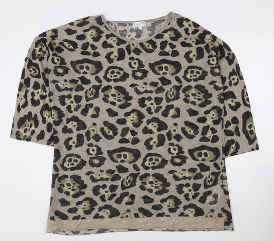 Apricot Women's Beige Animal Print Top M