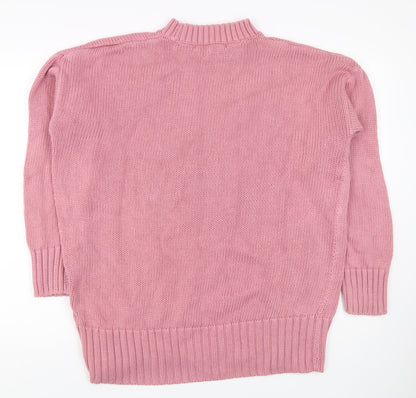 Next Women Pink Mock Neck Pullover Jumper Size 14