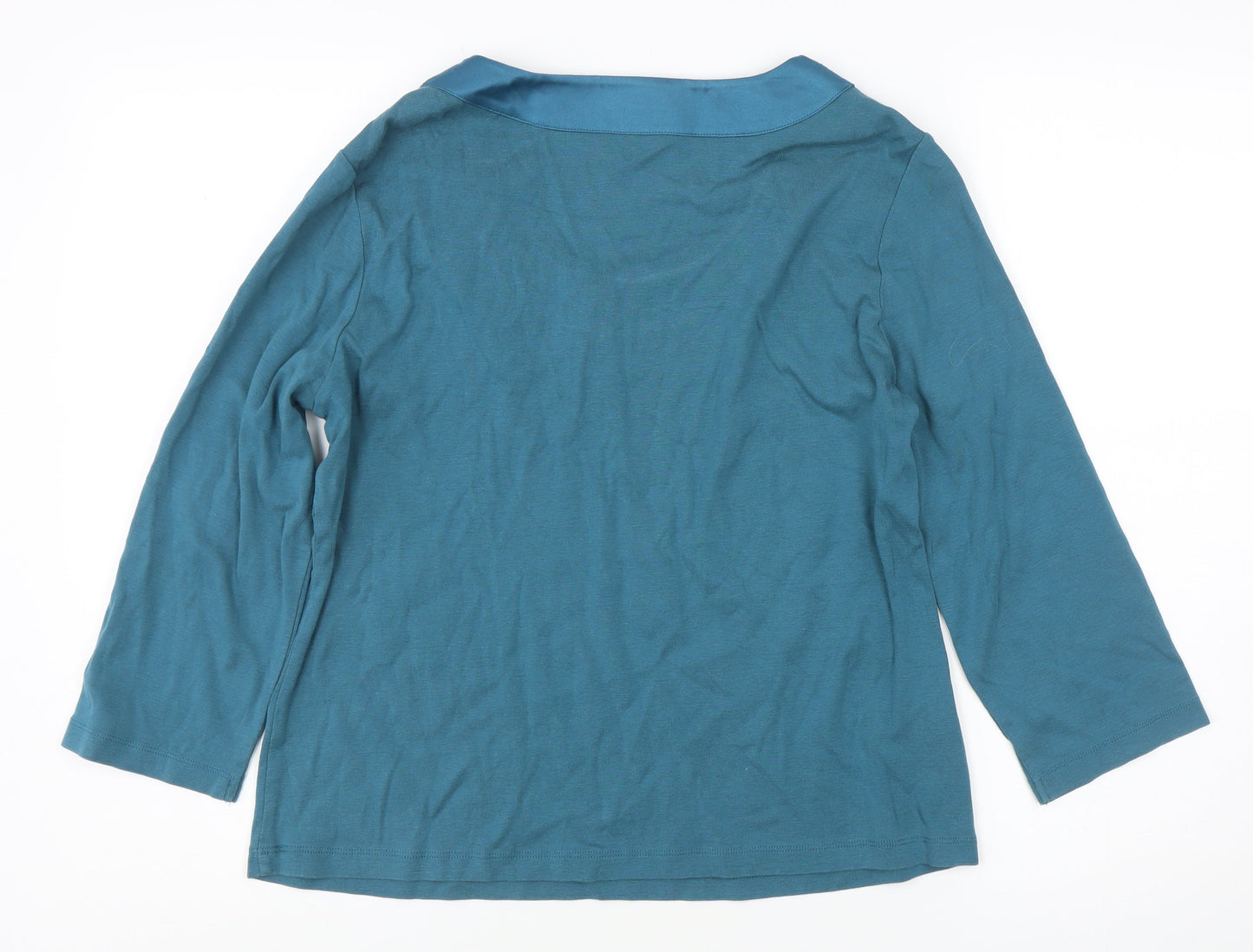Blue Women's 3/4 Sleeve Scoop Neck Beaded Blouse