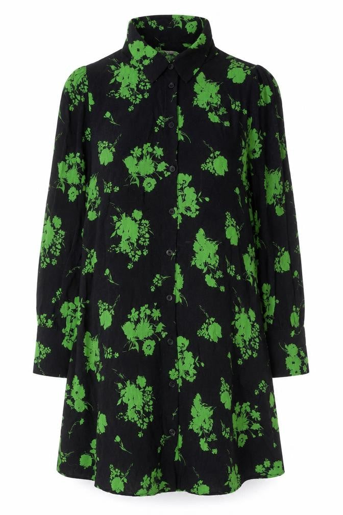 Zara Women's Black Floral Button-Up Shirt M