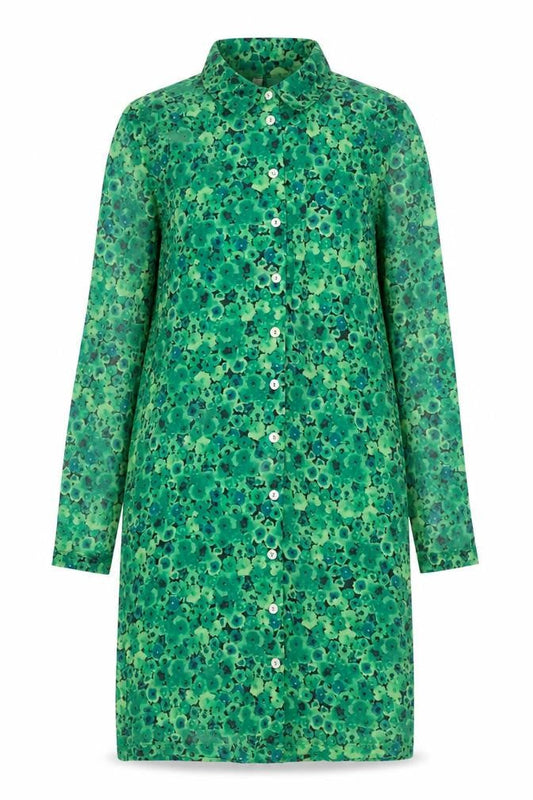 Only Women's Green Floral Shirt Dress - Size S
