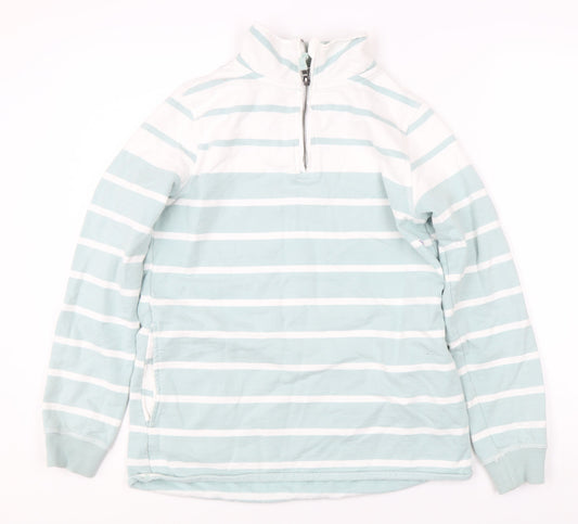 WoolOvers Women's Blue Striped Full Zip Sweatshirt S