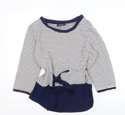 Additional front view of Kaleidoscope Women's Striped 3/4 Sleeve Top