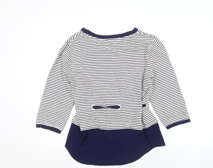 Back view of Kaleidoscope Women's Striped 3/4 Sleeve Top
