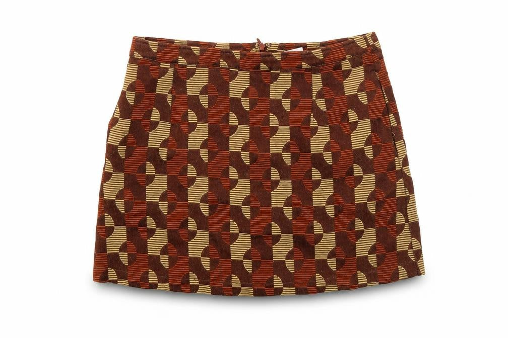 ilk + ERNIE Women's Brown Geometric Skirt L