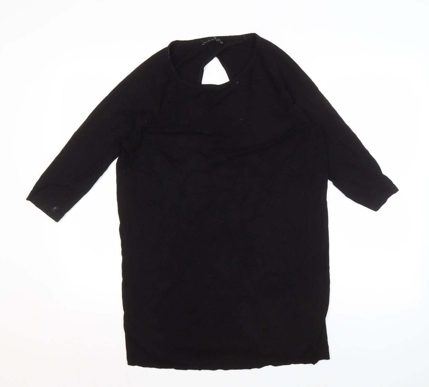 Zara Women's Black Viscose V-Neck Top