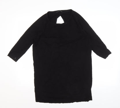 Zara Women's Black Viscose V-Neck Top
