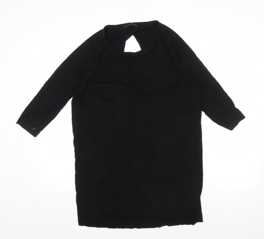 Zara Women's Black Viscose V-Neck Top