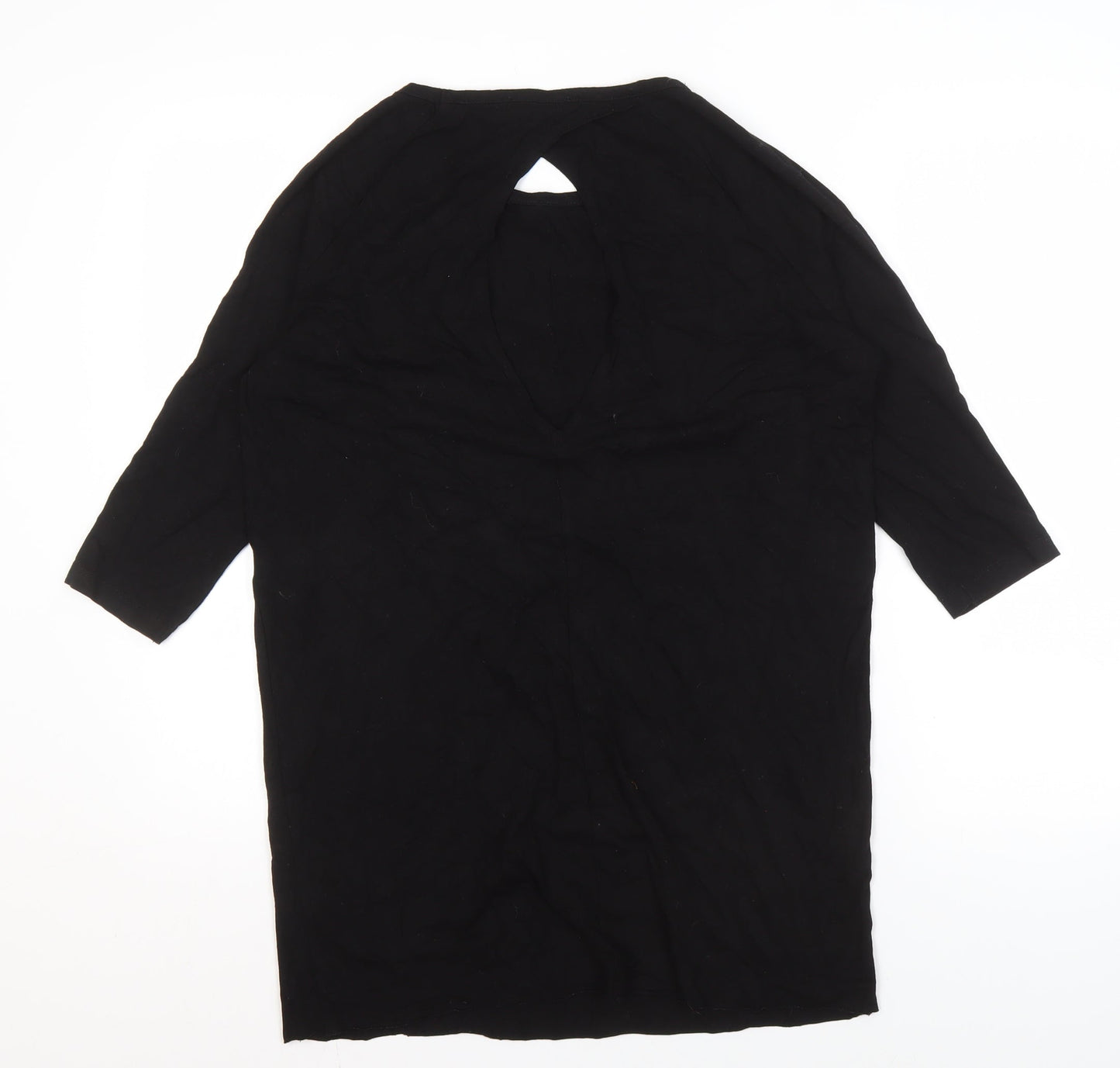Zara Women's Black Viscose V-Neck Top