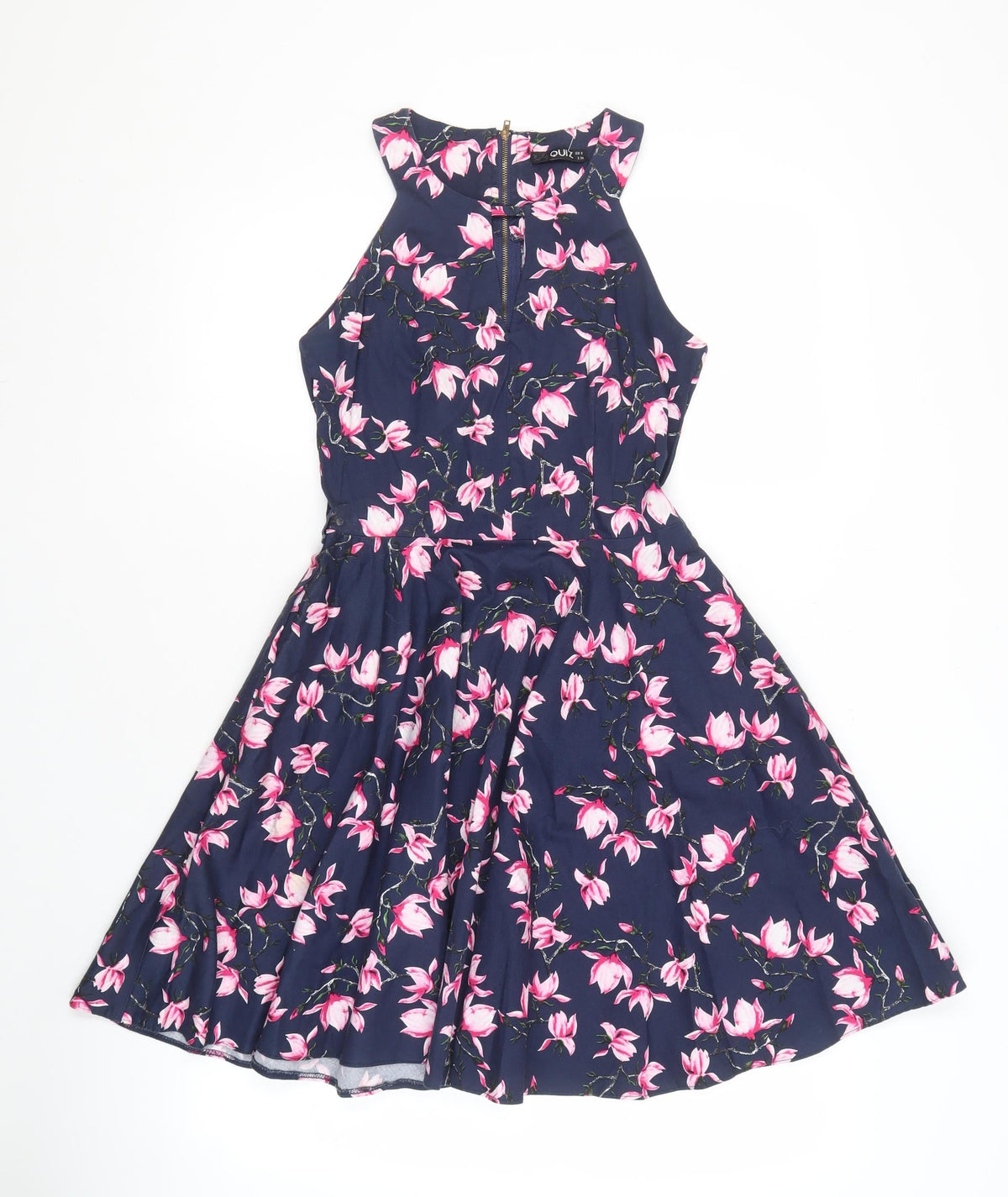 Quiz Women's Blue Floral Fit & Flare Dress, Size 8