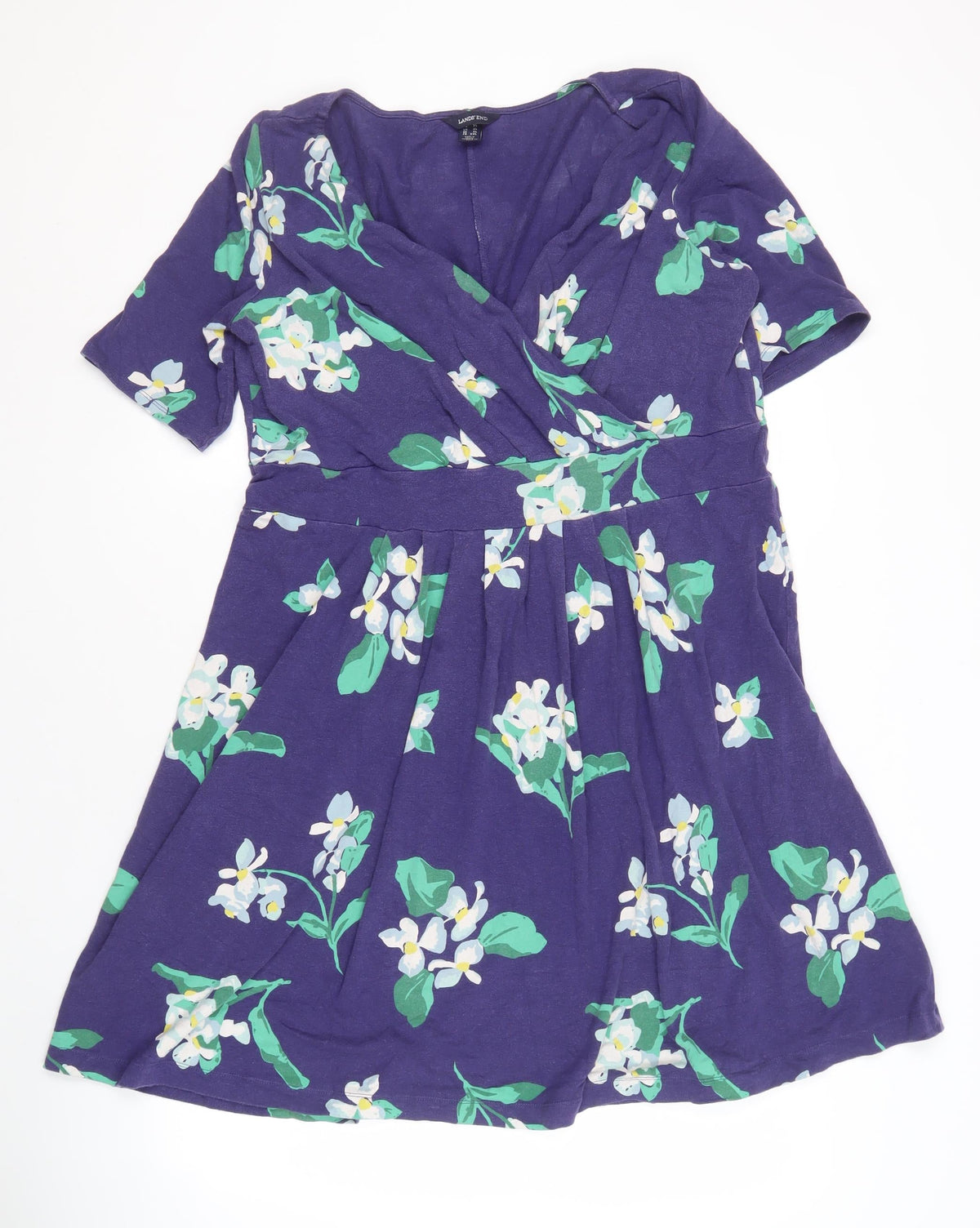 Lands' End Women's Multicoloured Floral Fit & Flare Dress XL