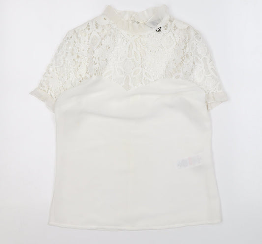 Lipsy London Women's White Lace Blouse, Size 6, Elegant Spring