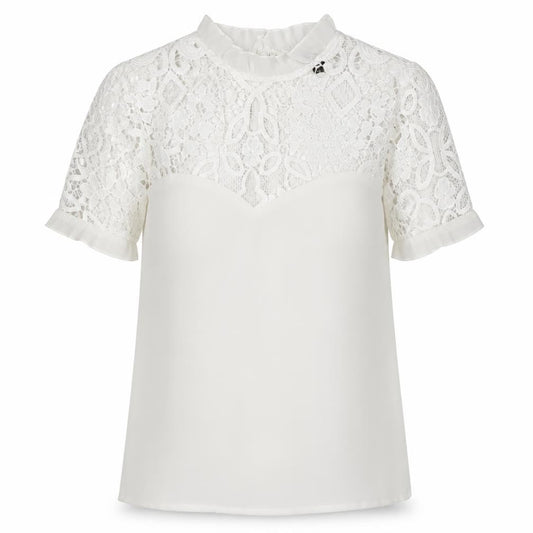 Lipsy London Women's White Lace Blouse, Size 6, Elegant Spring
