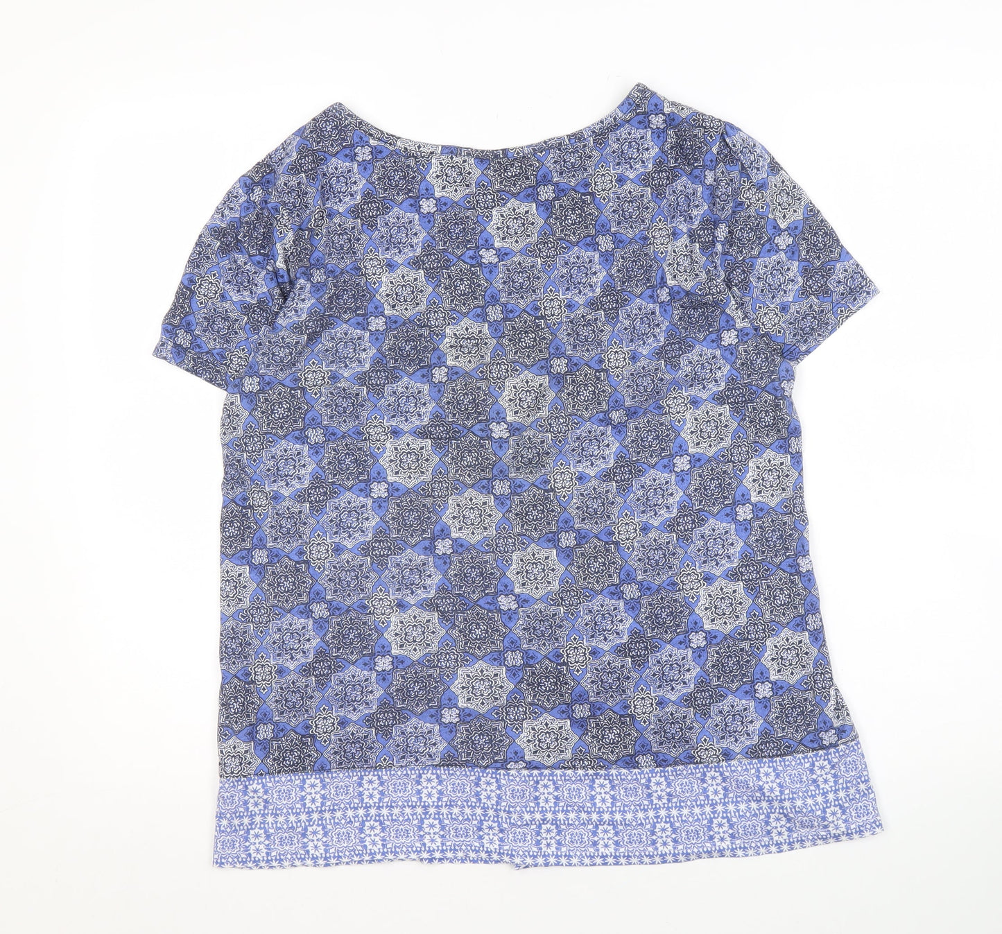 RJR John Rocha Women’s Blue Geometric V-Neck Blouse Size 14