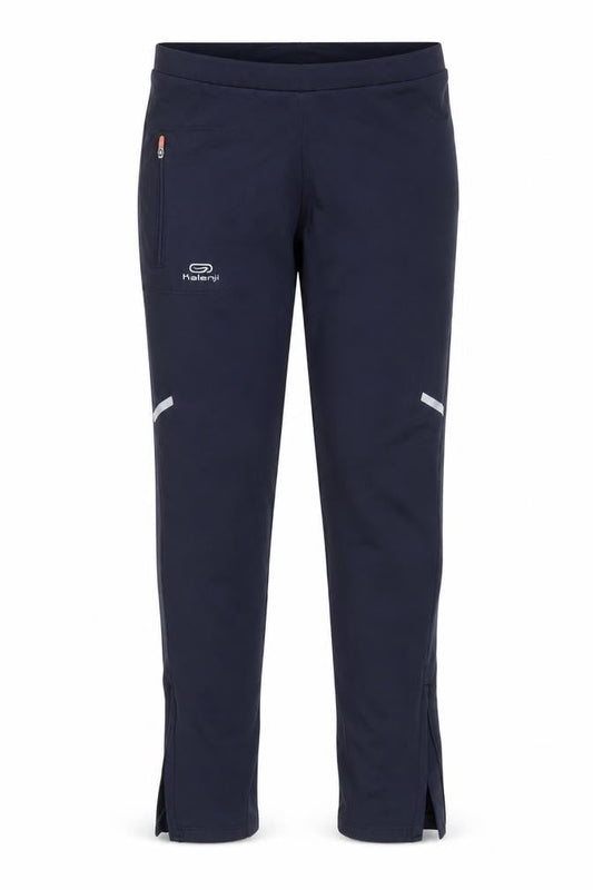 Front view of Decathlon boys’ blue compression leggings 12 years - running