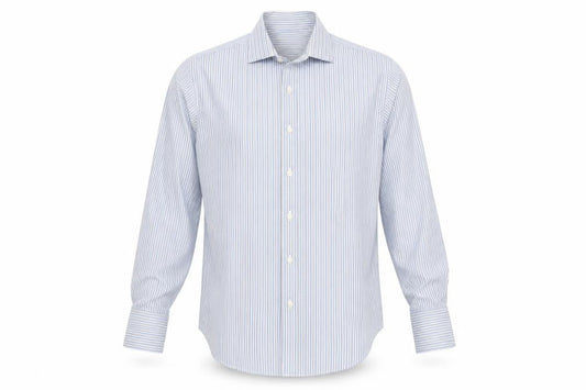 T.M. Lewin & Sons Men's Blue Striped Shirt, 15.5, Long Sleeve