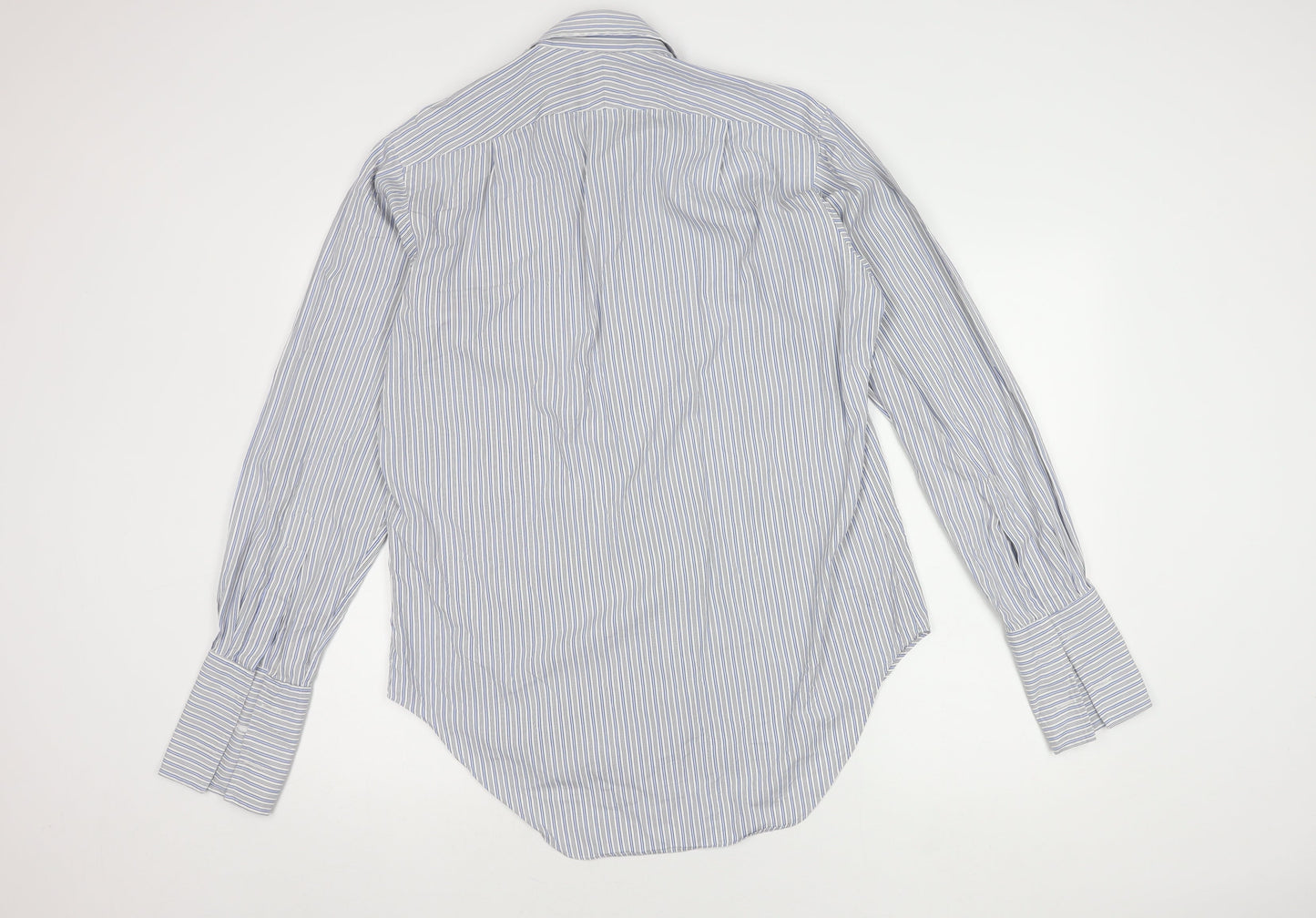 T.M. Lewin & Sons Men's Blue Striped Shirt, 15.5, Long Sleeve
