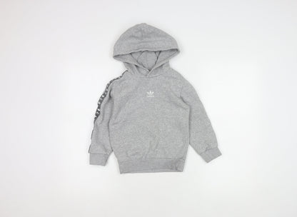 Additional front view of Adidas boys’ grey hoodie, 5-6 years, casual pullover