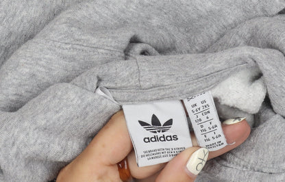 Brand and care label for Adidas boys’ grey hoodie, 5-6 years, casual pullover