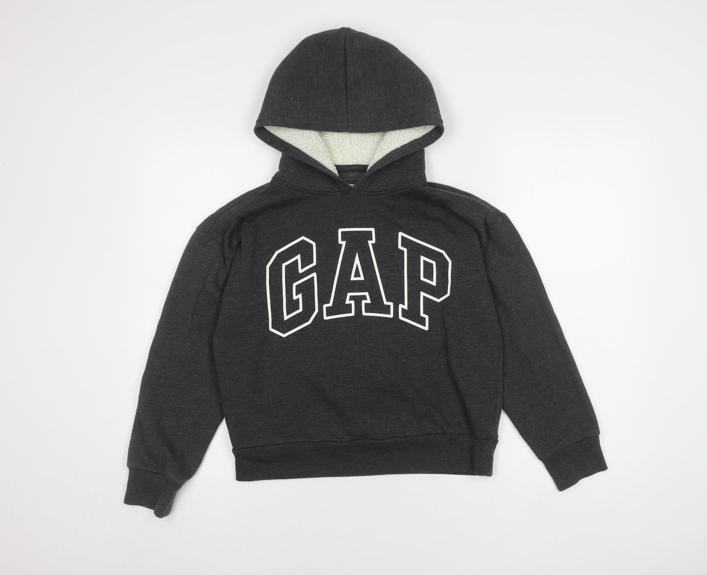 Gap Kids Boys Grey Pullover Hoodie L 10-11Y Logo Fleece