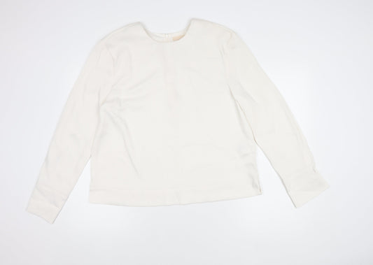 H&M Women's White Long Sleeve Blouse, Size 12