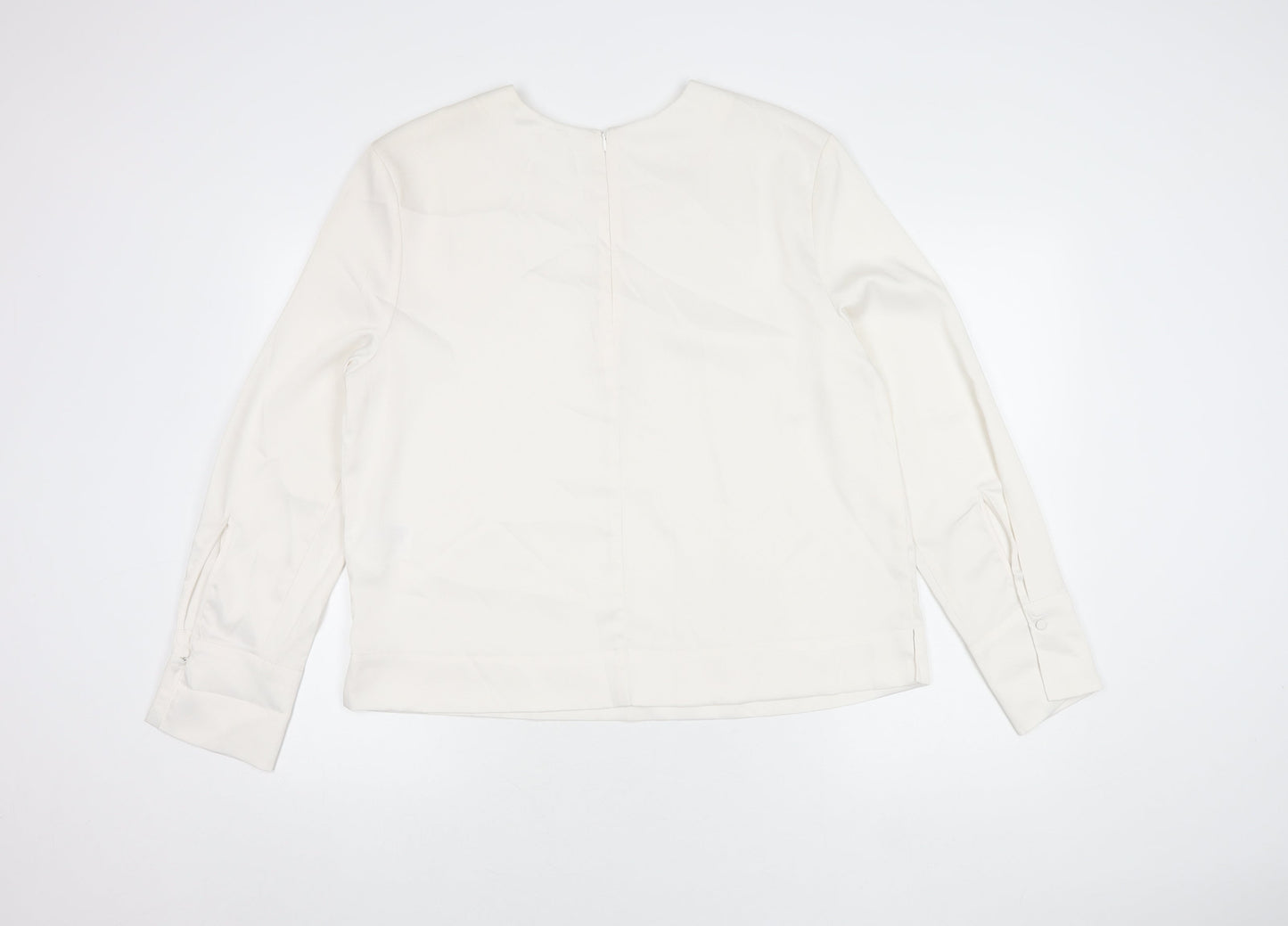 H&M Women's White Long Sleeve Blouse, Size 12