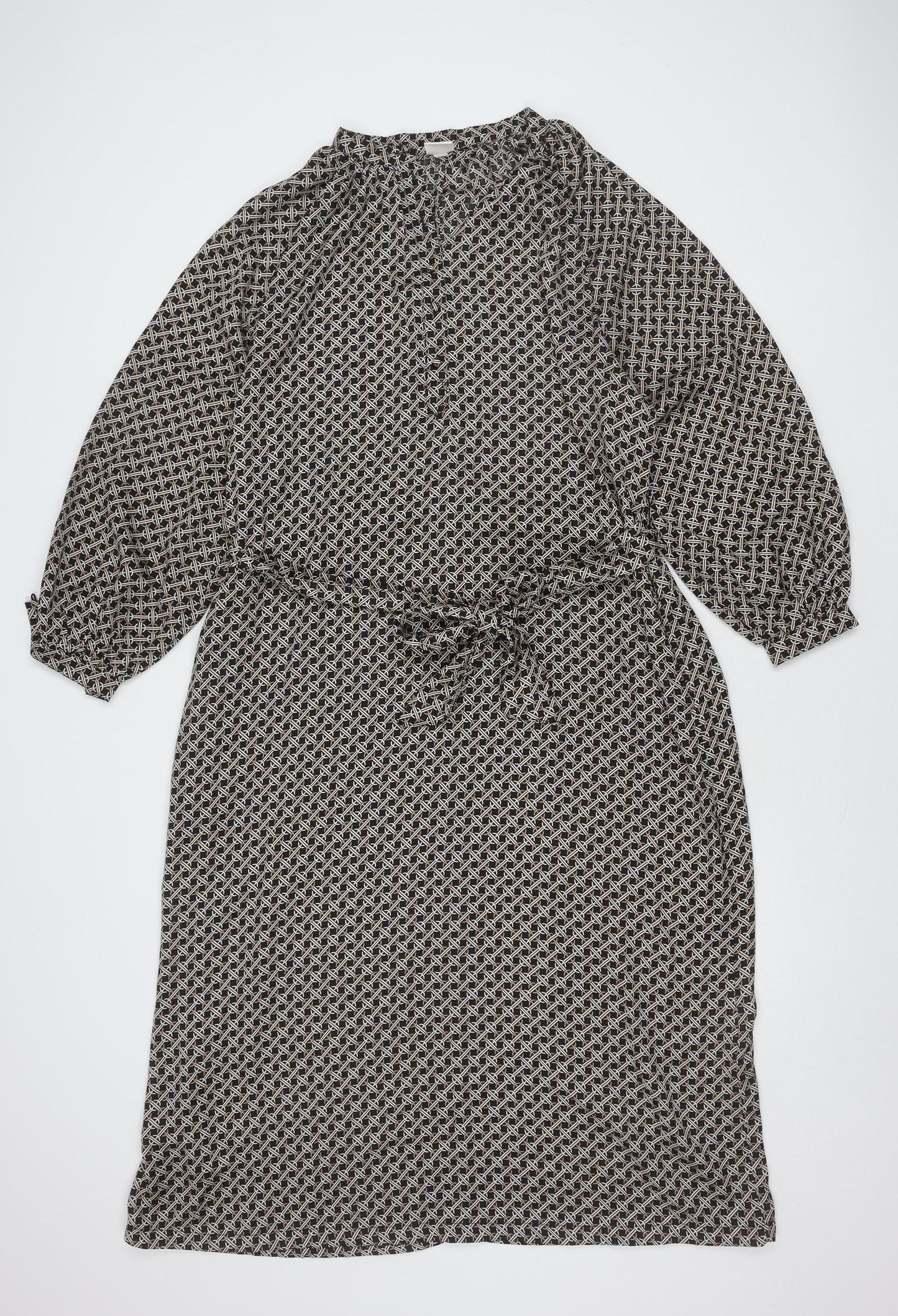 H&M Women's Black Geometric Dress - Size 8
