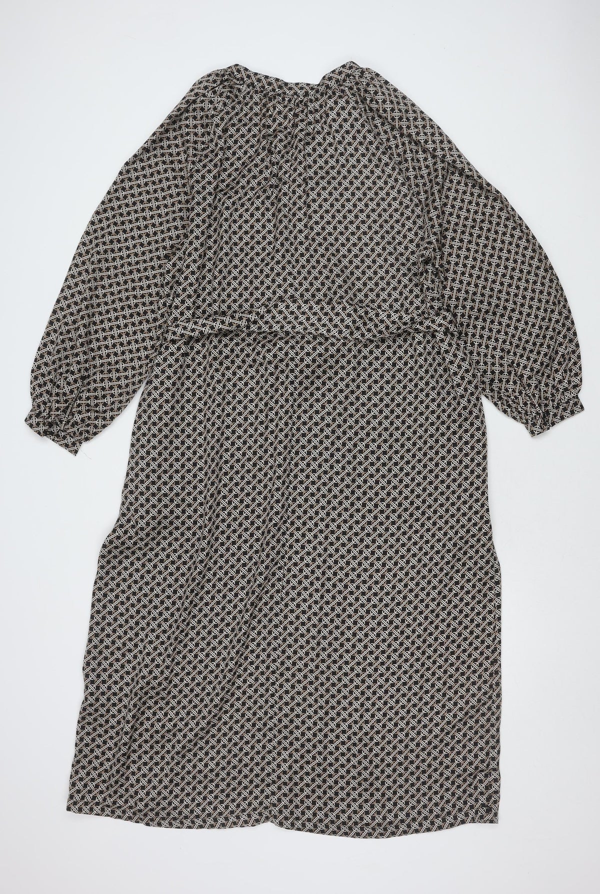 H&M Women's Black Geometric Dress - Size 8