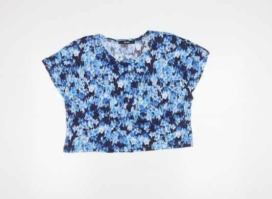 Bik Bok Women’s Blue Floral Cropped Viscose Top