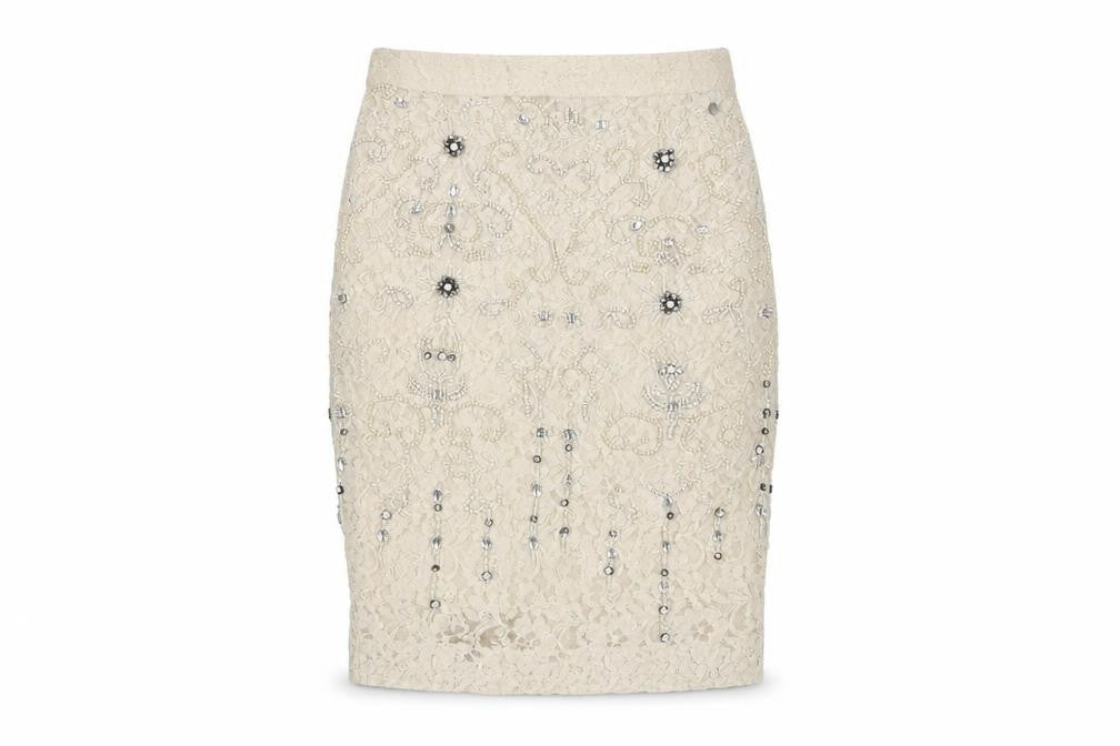 Zara Woman Ivory Beaded Lace Skirt XS Women