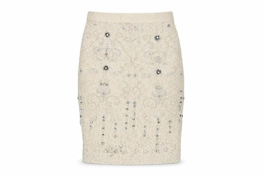Zara Woman Ivory Beaded Lace Skirt XS Women