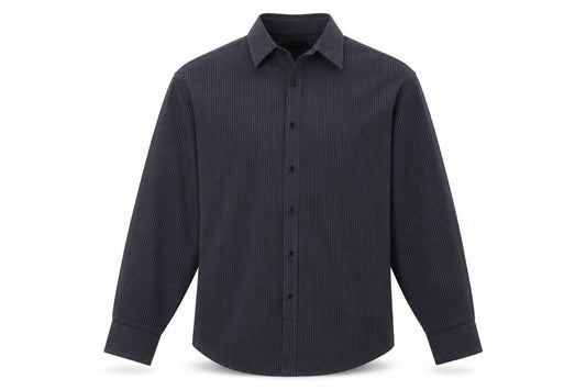 Thomas Nash Men's Black Striped Button-Up Shirt L