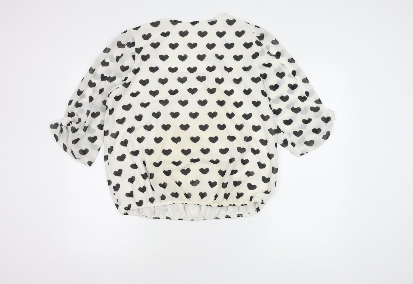 Wallis Petite Women's White Polka Dot 3/4 Sleeve Top M