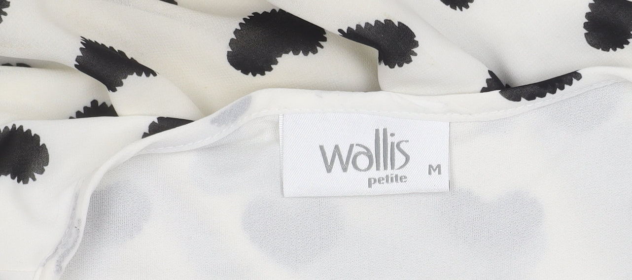 Wallis Petite Women's White Polka Dot 3/4 Sleeve Top M