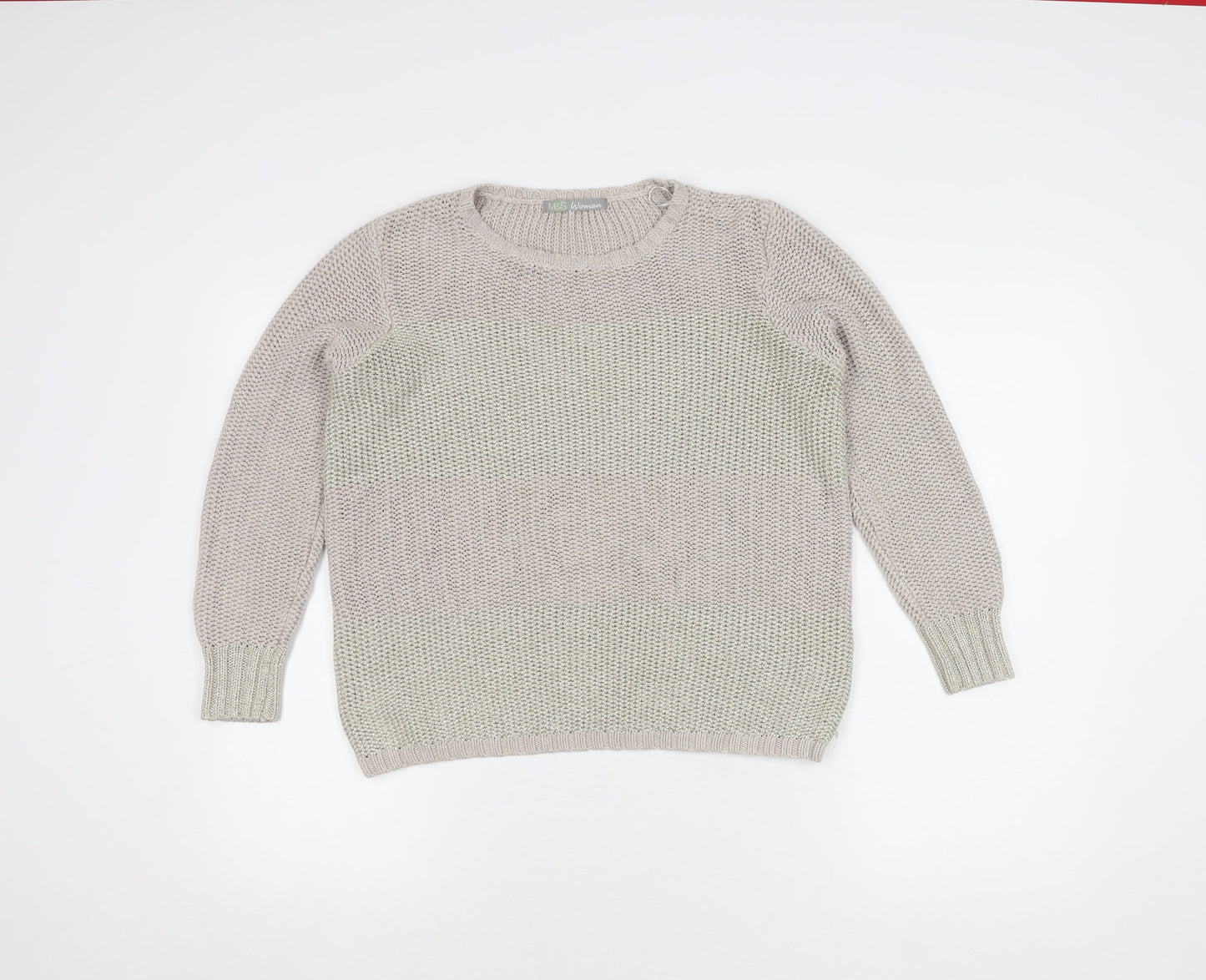 Marks and Spencer Women's Beige Knit Pullover Jumper UK 14