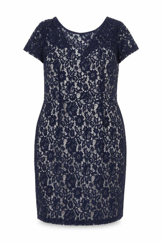 Dorothy Perkins Women's Blue Lace Sheath Dress Size 18