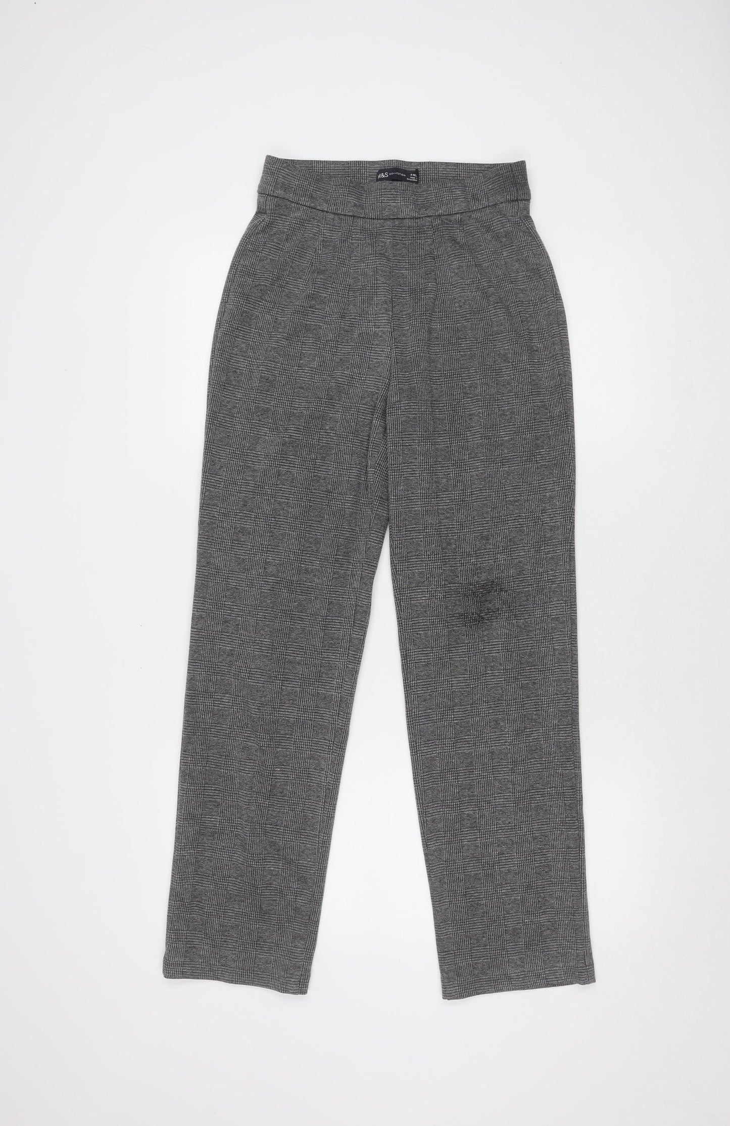 Marks and Spencer Women's Grey Check Trousers Size 10