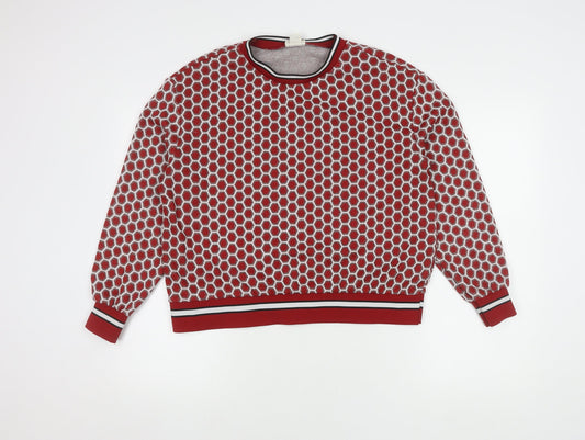 H&M Women's Red Geometric Pullover Jumper, Size S