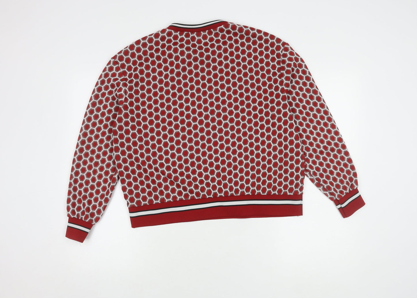 H&M Women's Red Geometric Pullover Jumper, Size S