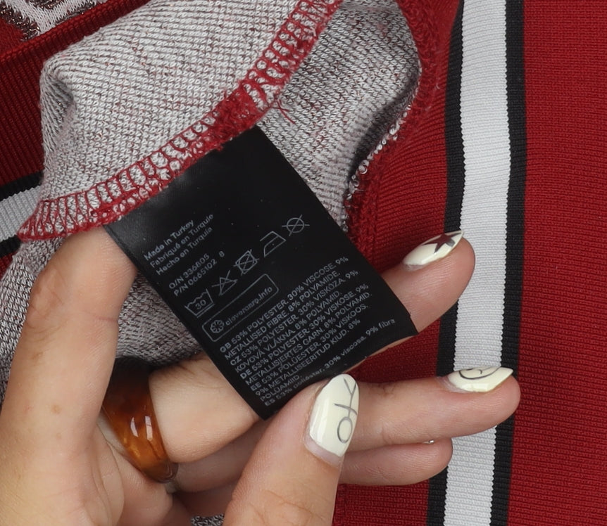 H&M Women's Red Geometric Pullover Jumper, Size S