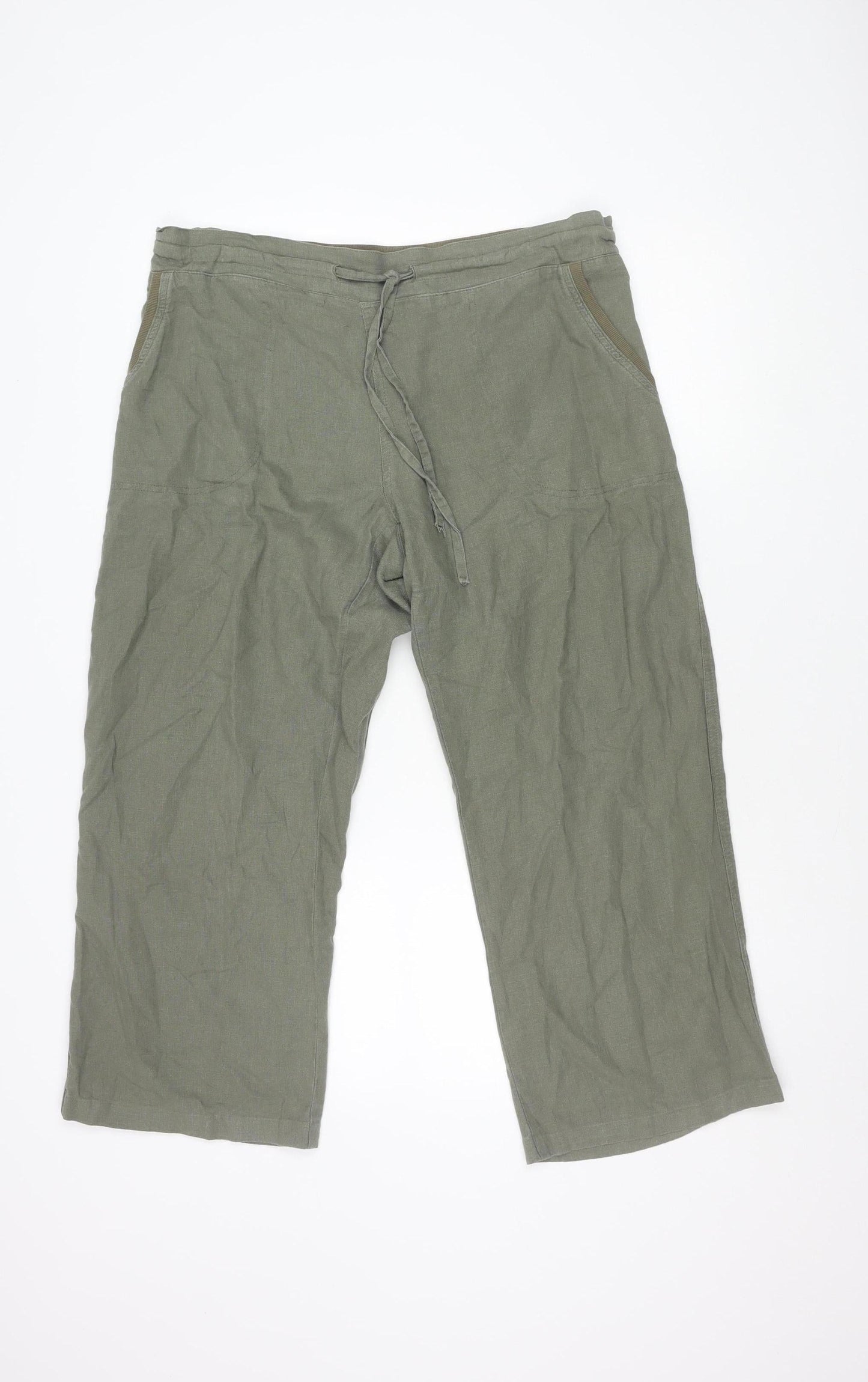 TRU Women's Green Wide-Leg Trousers, Size 16