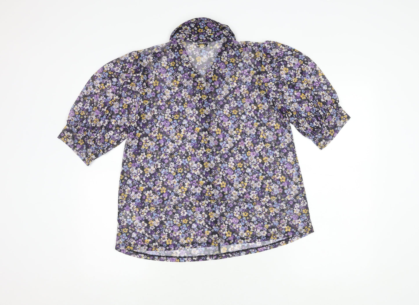 Next Women's Floral Blouse, Size 14, V-Neck, Multicoloured