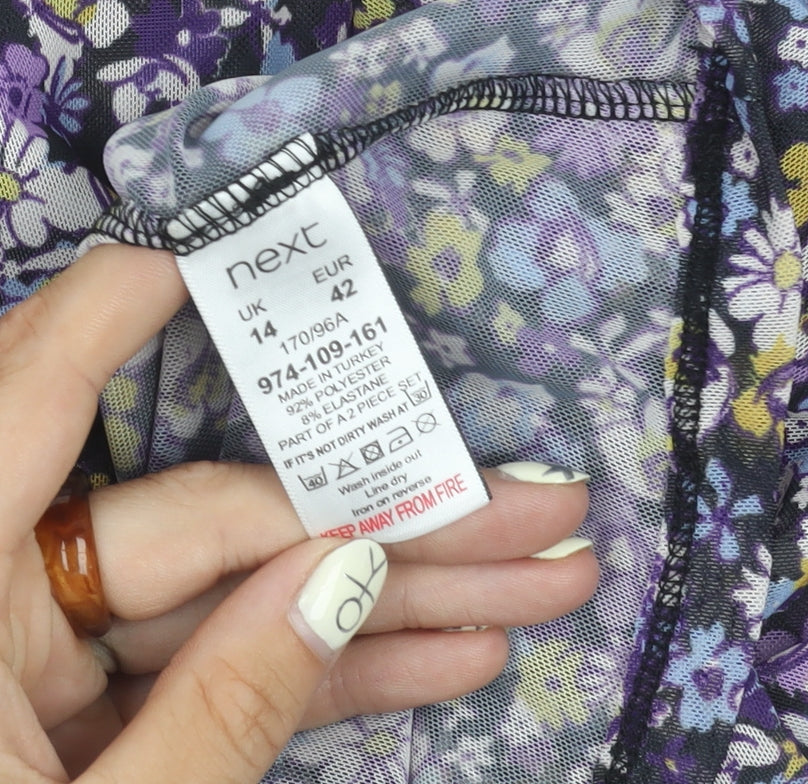 Next Women's Floral Blouse, Size 14, V-Neck, Multicoloured